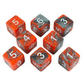 'Magma' Orange and Grey Marble 8 D6 Dice Set