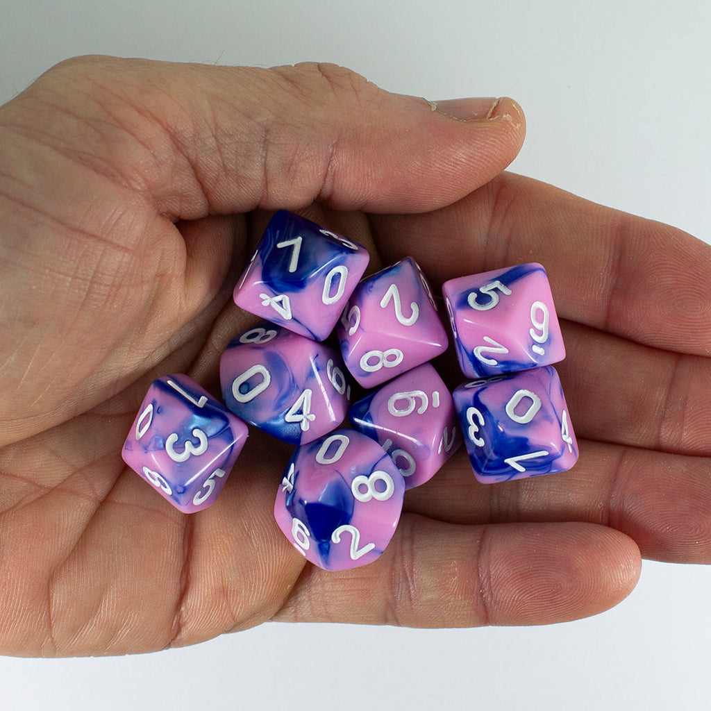 'Celestial Dream' Pink and Blue 8 D10 Dice Set