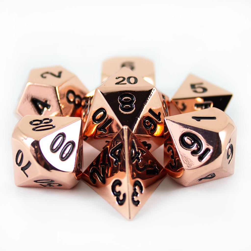 Copper Metal Dice Set, In Presentation Case