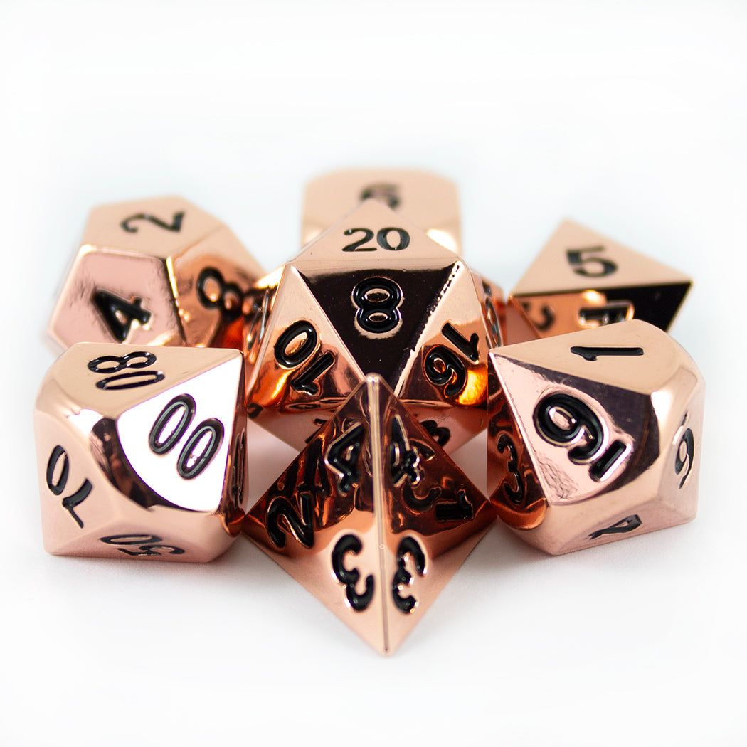 Copper Metal Dice Set, In Presentation Case