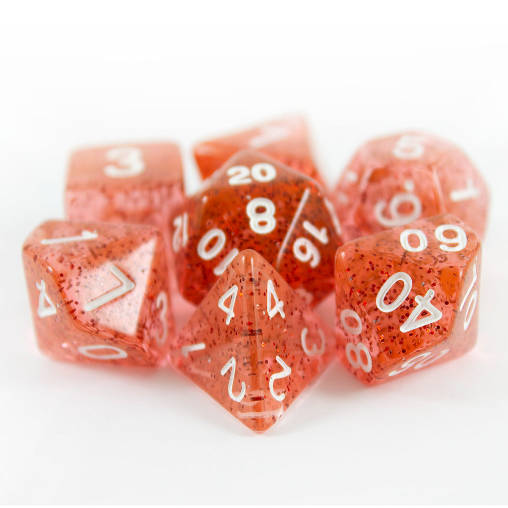 Red Glitter RPG Dice - Full Polyhedral Set