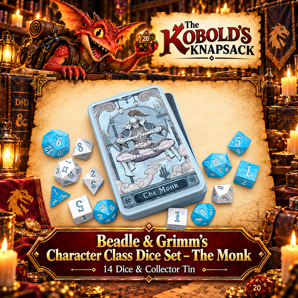 Beadle & Grimm’s Character Class Dice Set – The Monk | 14 Dice & Collector Tin