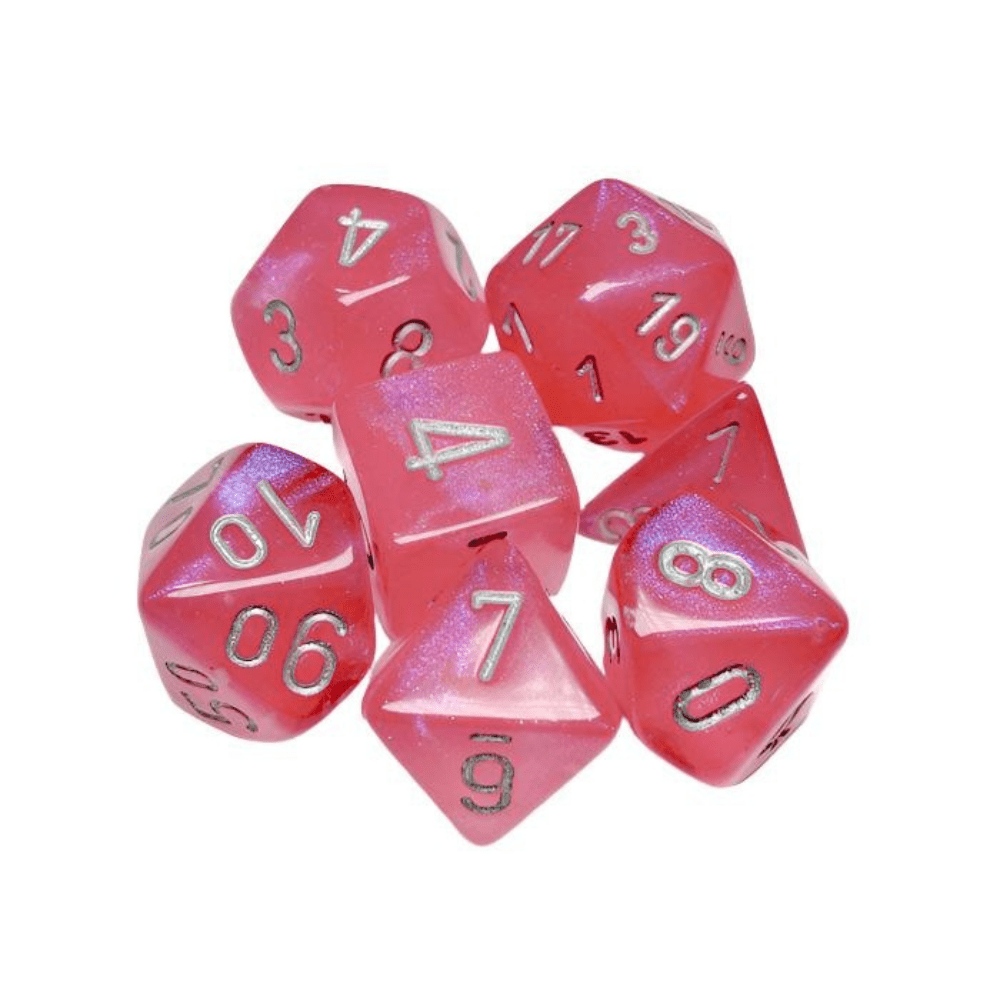 Chessex - Borealis Polyhedral 7 Dice Set - Luminary Polyhedral Pink & Silver