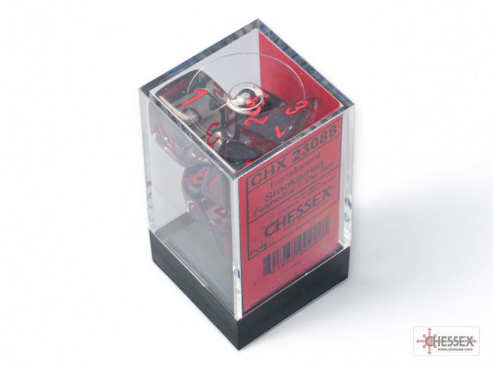 Chessex - Translucent Polyhedral 7 Dice Set - Smoke & Red-2
