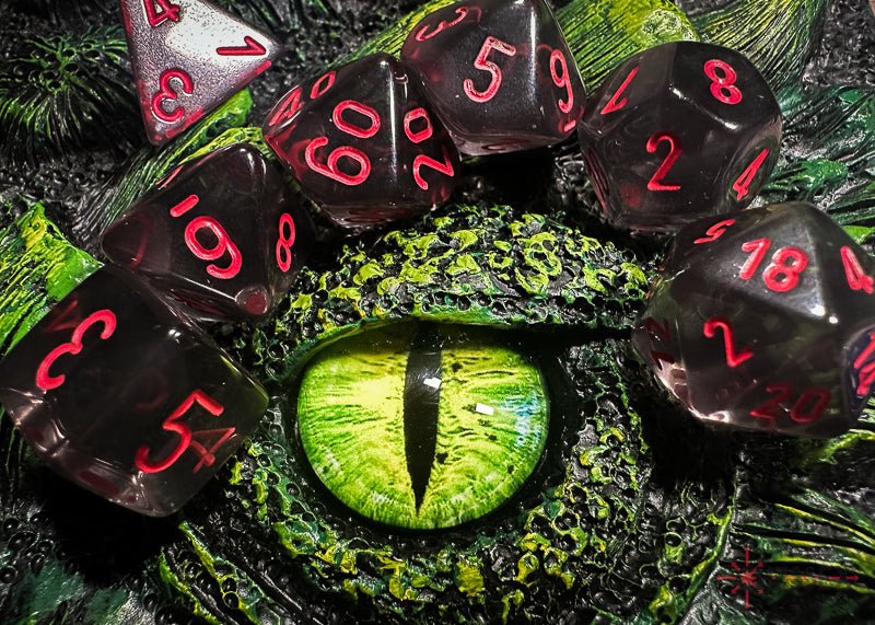 Chessex - Translucent Polyhedral 7 Dice Set - Smoke & Red-4