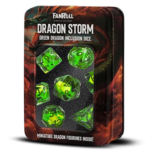 Fanroll - Dragon Storm Inclusion Resin Dice Set - Green Dragon-0