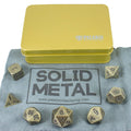 Antique Gold Metal Dice Set, In Presentation Tin