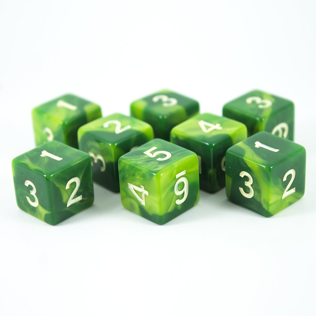 'Sylvan Glade' Marbled Green 8 D6 Dice Set