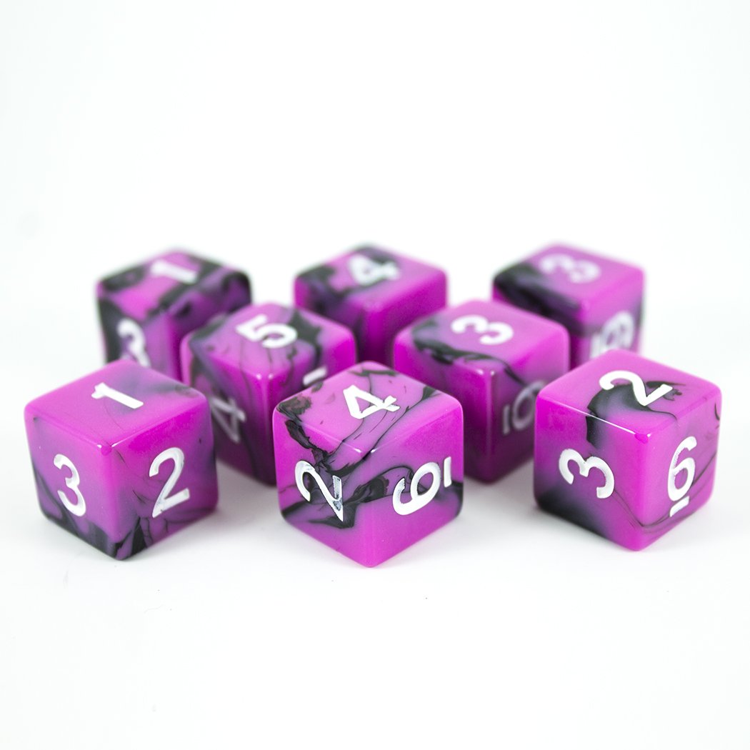 'Succubus' Pink and Black 8 D6 Dice Set
