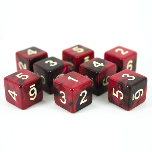 'Blood God' Red and Brown Marble 8 D6 Dice Set