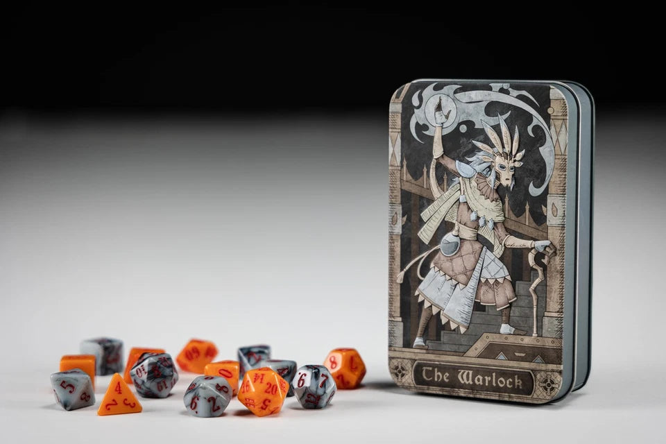 Beadle & Grimm’s Character Class Dice Set – The Warlock | 14 Dice & Collector Tin